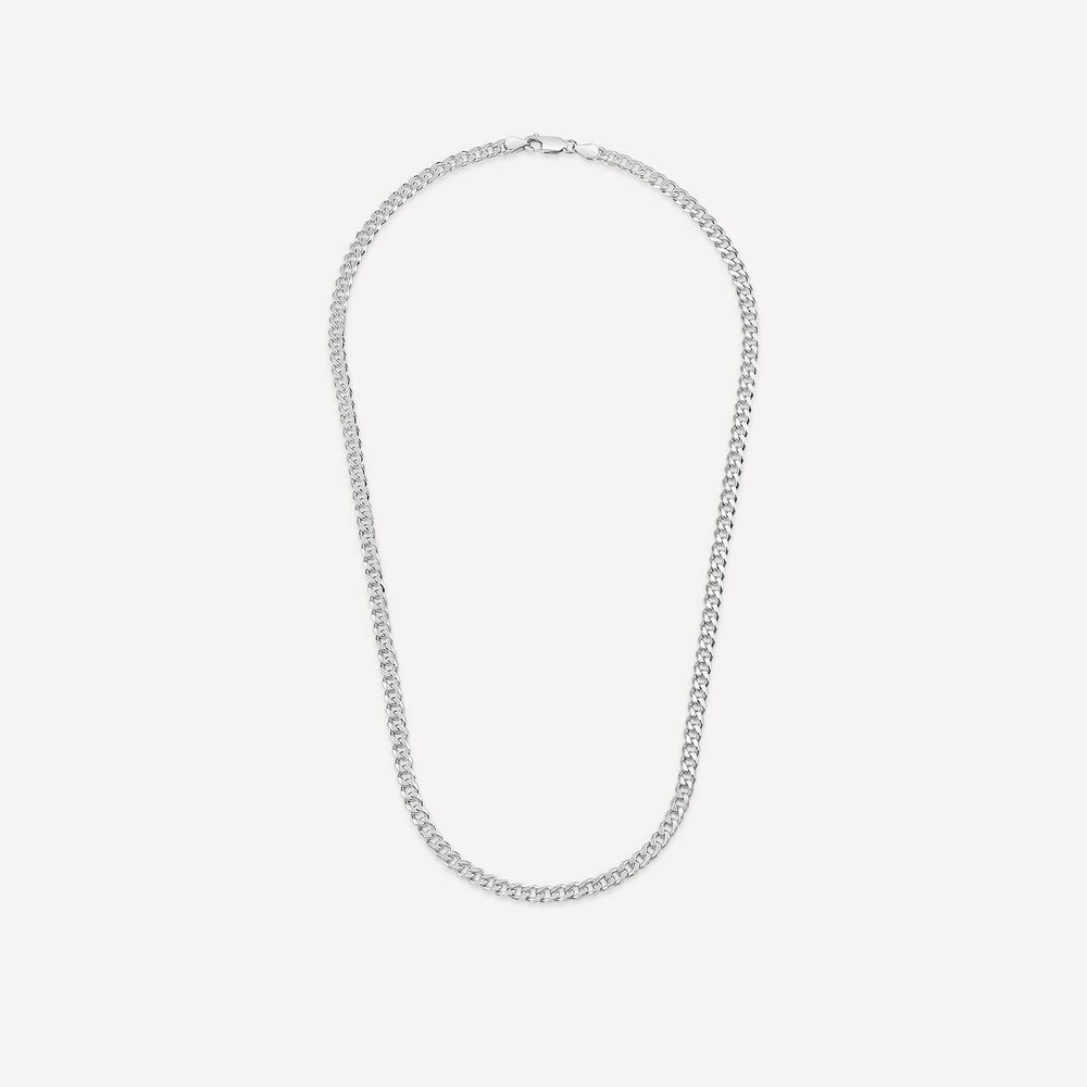 Sterling Silver Curb 20' Diamond Cut Men's Necklace
