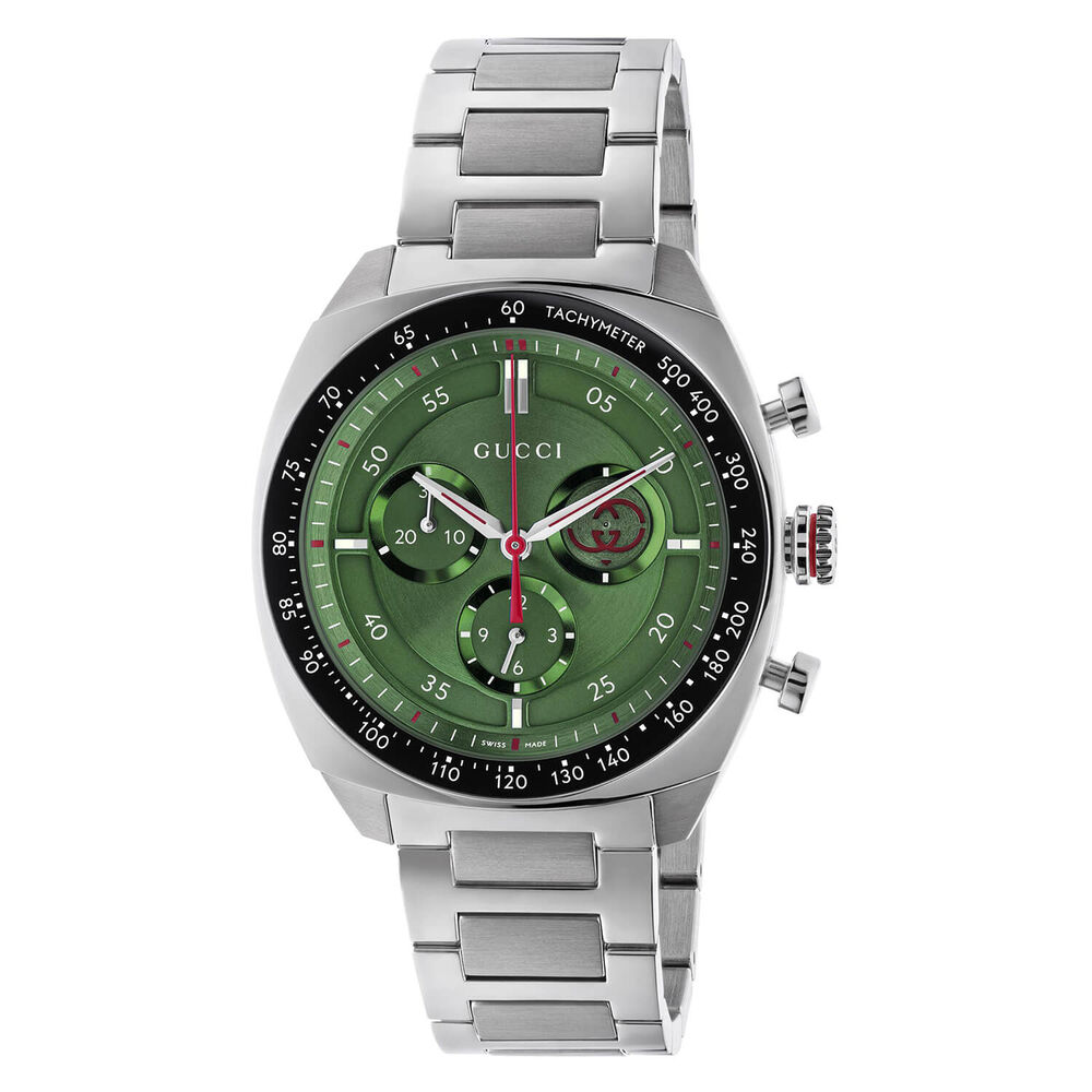 Gucci Interlocking Chronograph 41mm Green Dial Steel Bracelet Watch