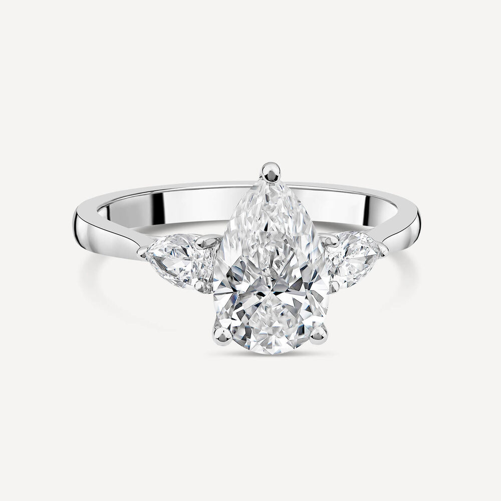 Born Platinum 1.80ct Lab Grown Pear Centre & Sides Diamond Ring image number 2