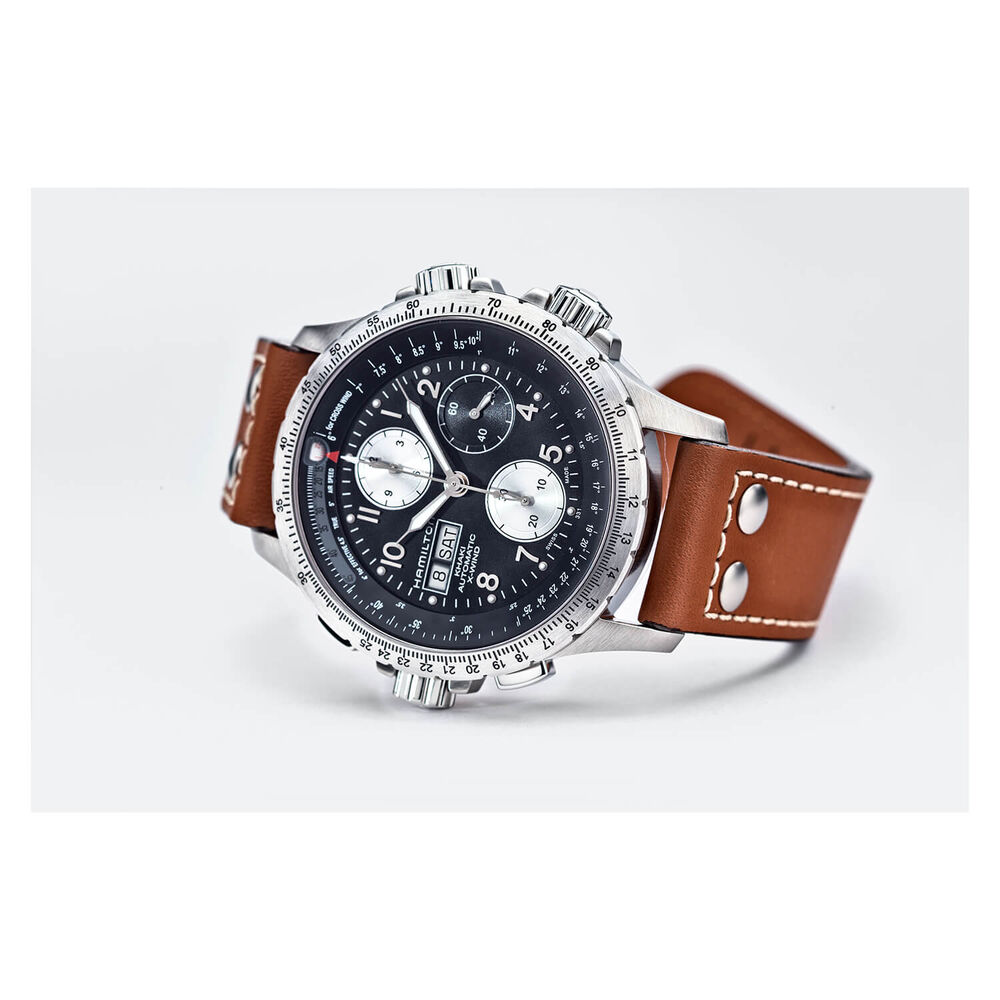 Hamilton Khaki Aviation X Wind Auto Chrono 44mm Black Case Brown Watch image number 2