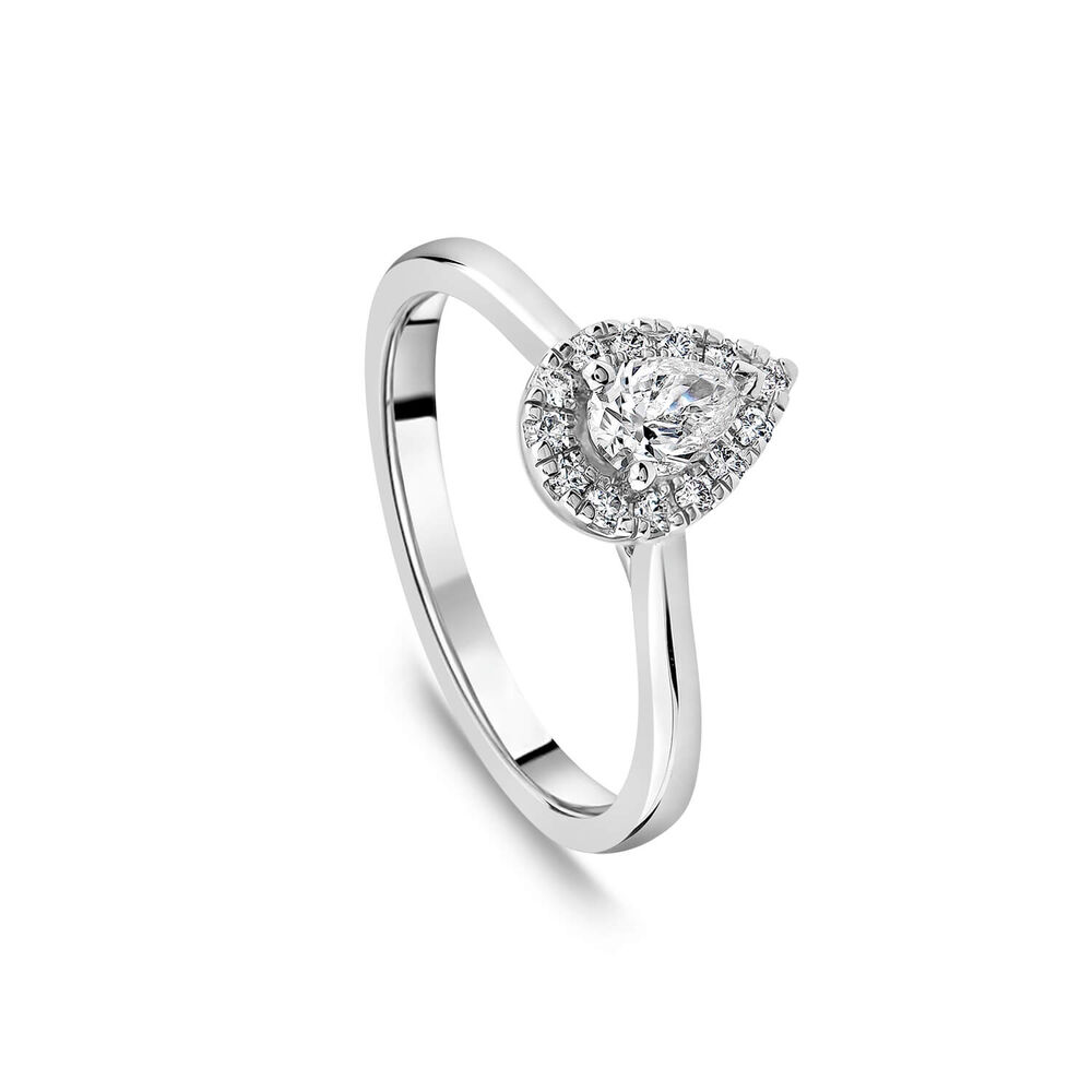 Platinum 0.40ct Pear Diamond Halo Classic Engagement Ring