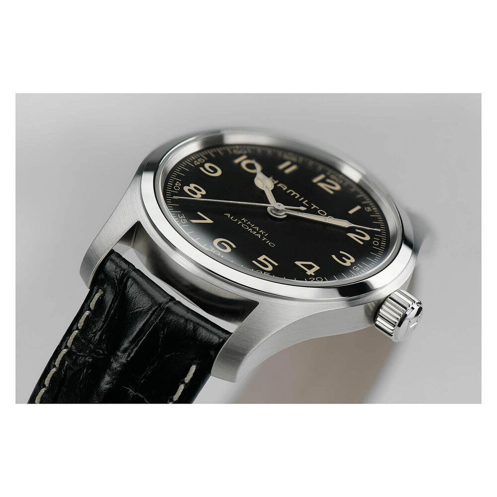 Hamilton Khaki Field Murph 42mm Black Dial Black Leather Strap image number 4