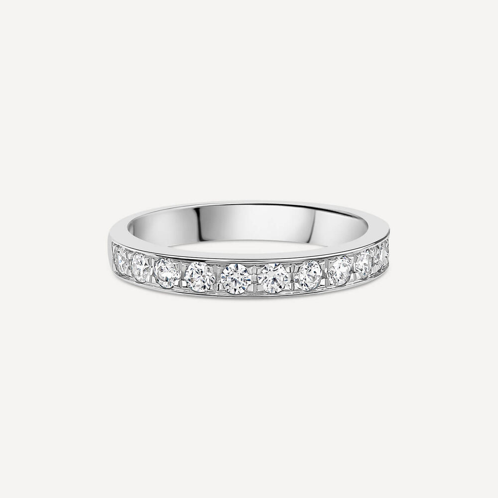 9ct White Gold 3mm 0.50ct Diamond Pave Set Wedding Ring image number 2