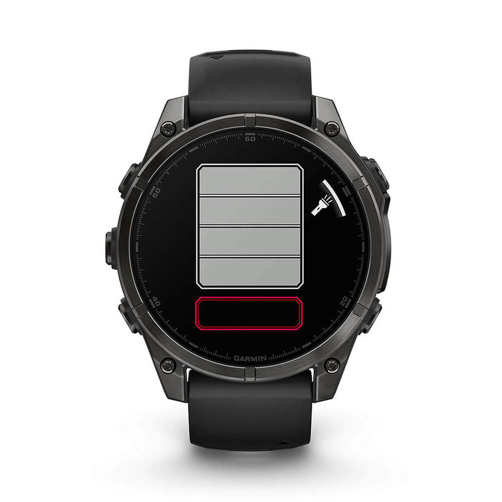 Garmin fenix® 8 AMOLED 47mm Carbon Grey DLC Titanium Case Black Pebble Grey Silicon Strap Watch image number 8