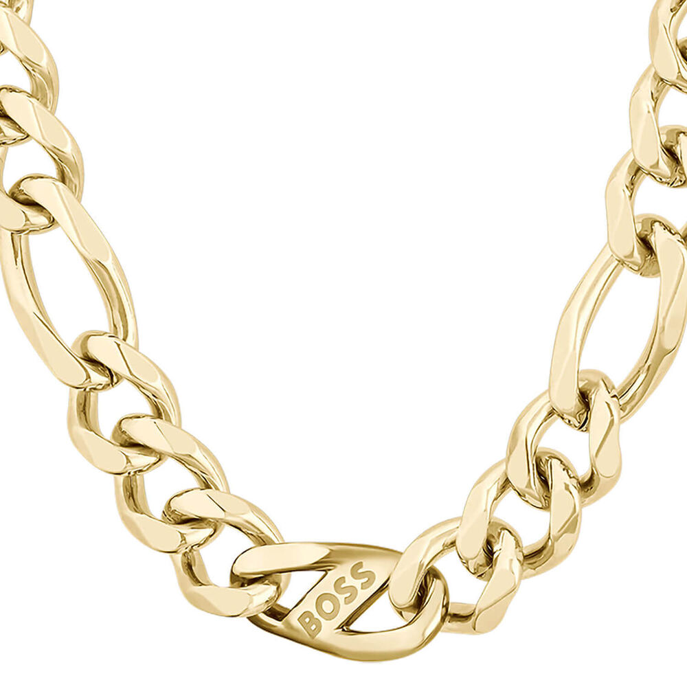 BOSS Rian Yellow Gold Plated Figaro Necklace