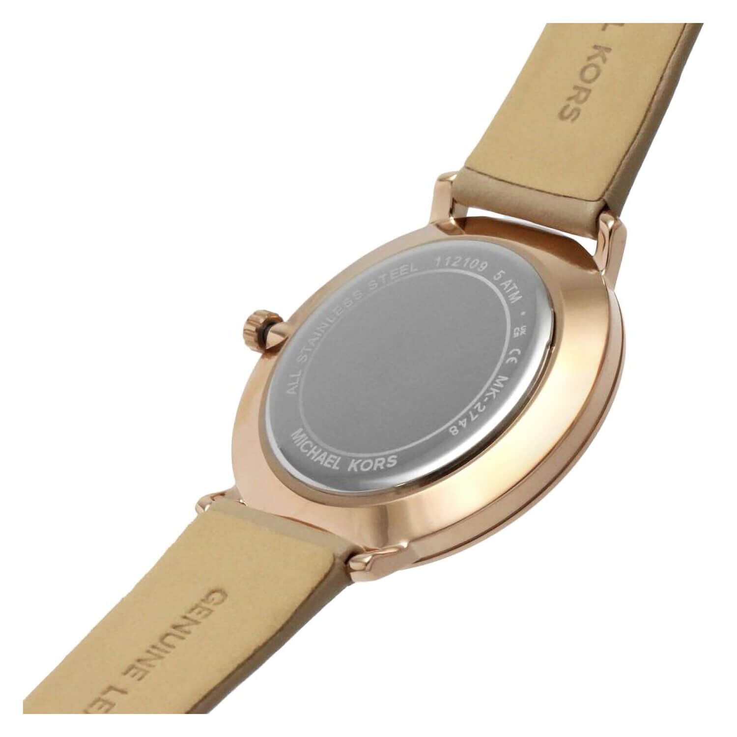 Michael Kors Womens Janelle Rose Gold Watch MK Logo Dial Blue Silicone  Band  eBay