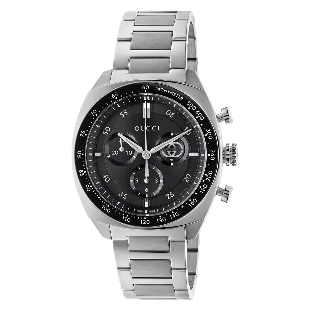 Gucci Interlocking Chronograph 40mm Black Dial Steel Bracelet Watch