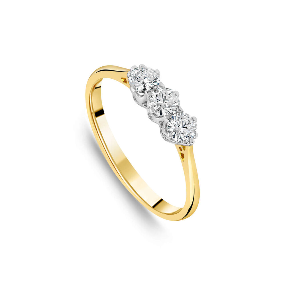 18ct Yellow Gold Three Stones 0.50ct Claw Set Diamond Ring