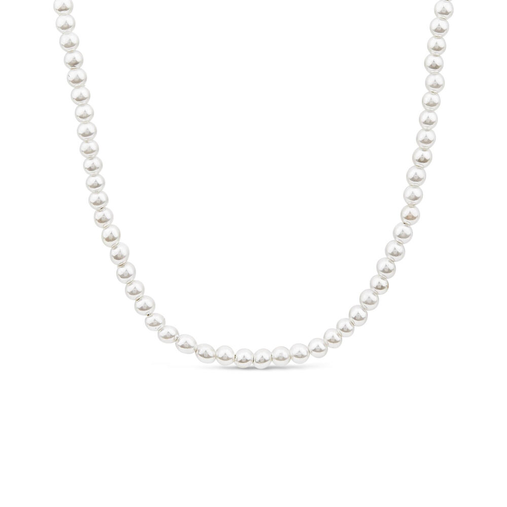 Silver & Gold Plated Pearl String Necklet image number 0