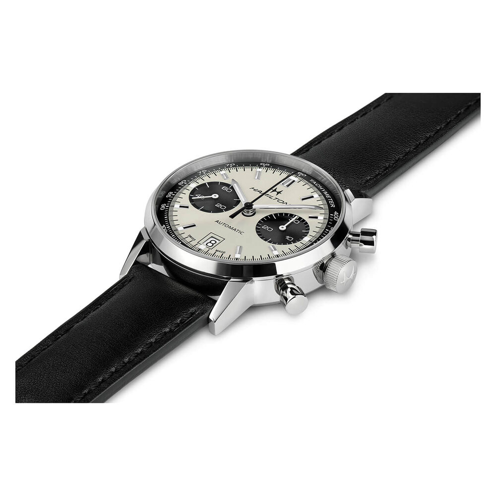 Hamilton American Classic Intra-Matic Auto 40mm Panda Dial Black Leather Strap Watch