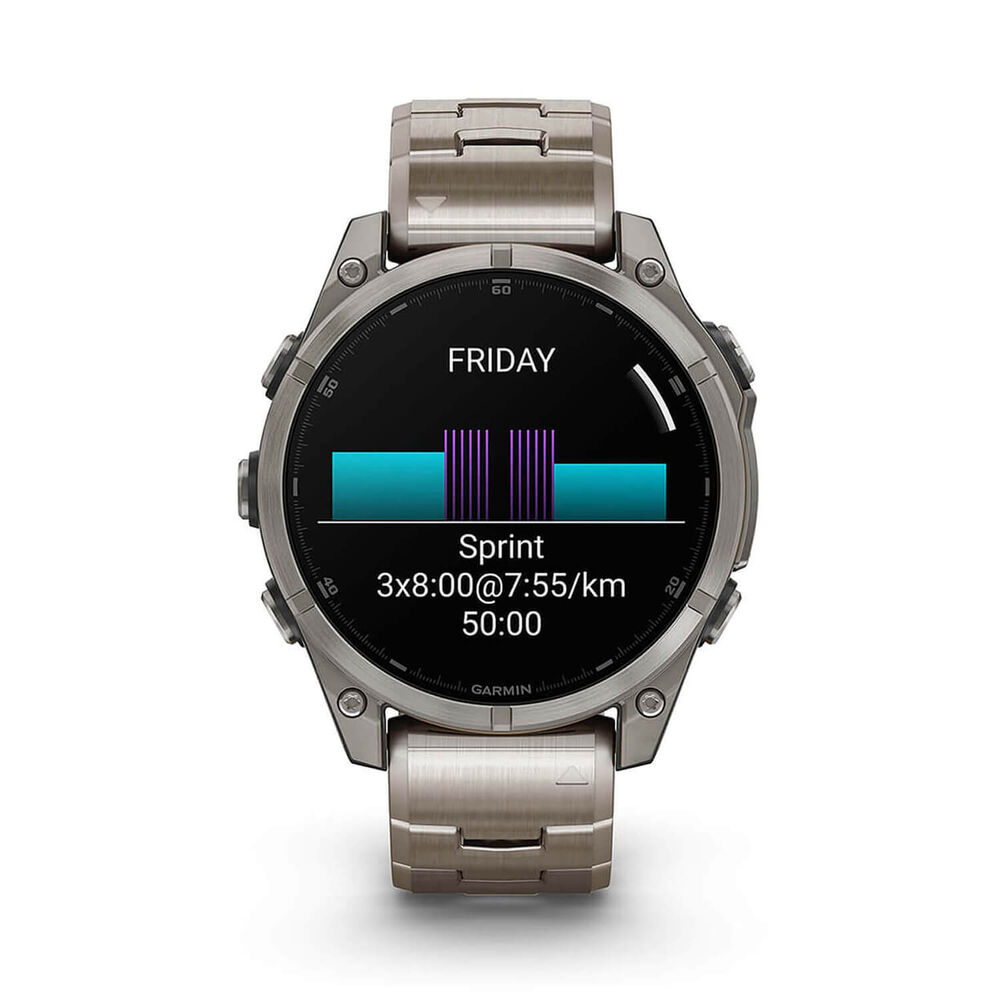 Garmin fenix® 8 AMOLED Sapphire 47mm Titanium Case Vented Titanium Bracelet Watch image number 3