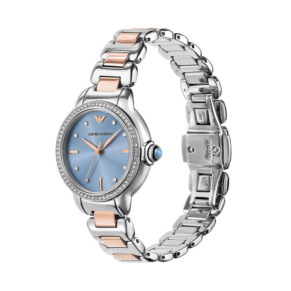 Emporio Armani 32mm Blue Dial Two-Tone Steel Bracelet Watch