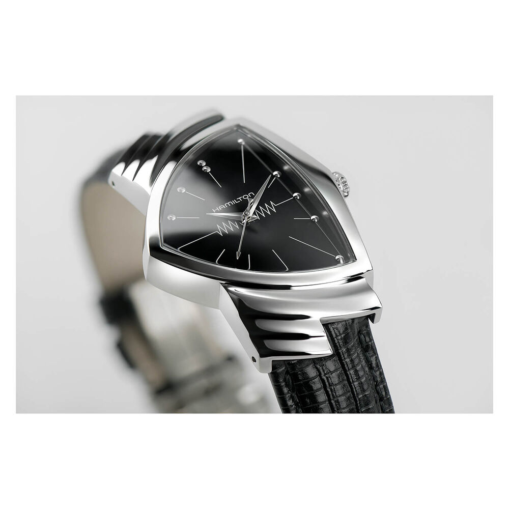 Hamilton Ventura Quartz 32mm Black Dial Steel Case Black Strap Watch image number 4