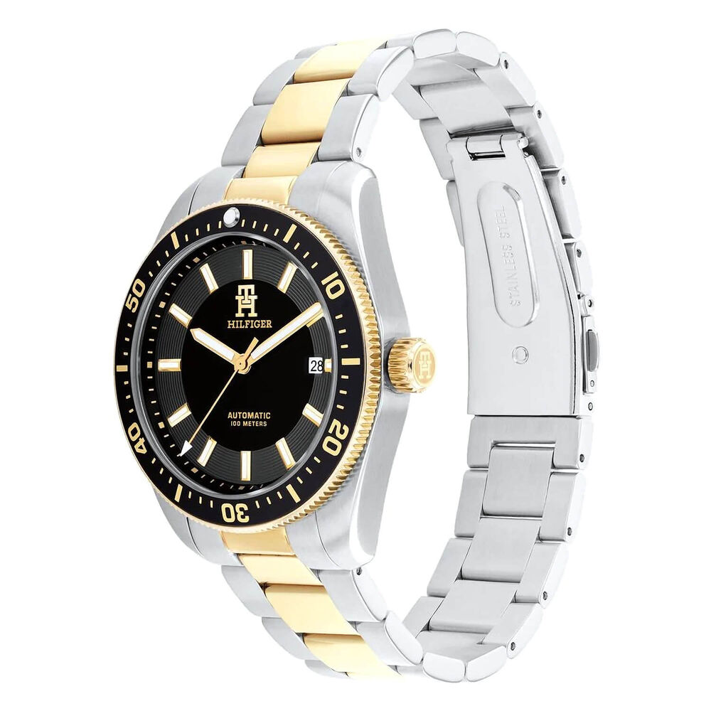 Tommy Hilfiger 40mm Black Dial & Bezel Two-Tone Steel Bracelet Watch image number 1