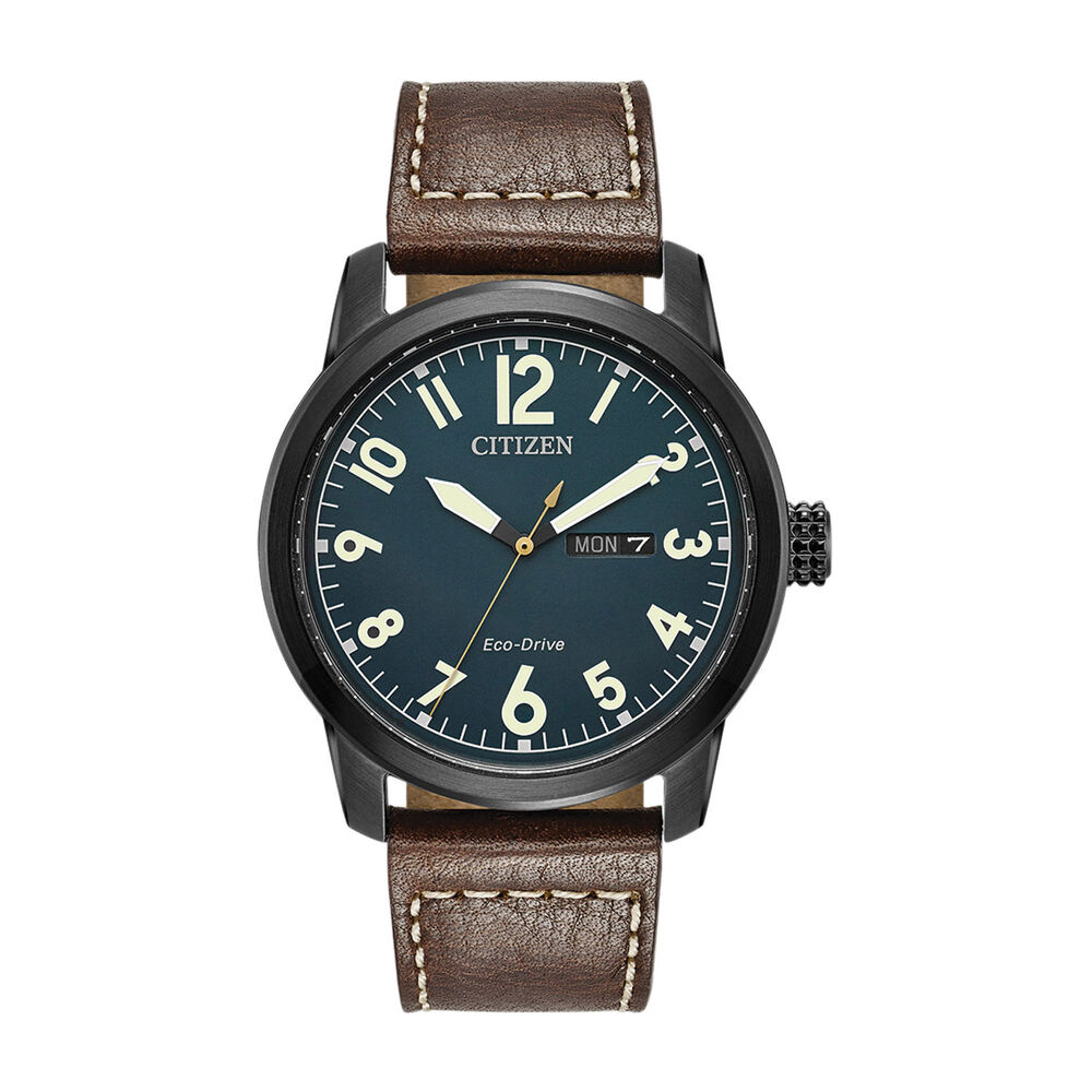 Citizen Eco-Drive Blue Dial/Brown Leather Strap Watch