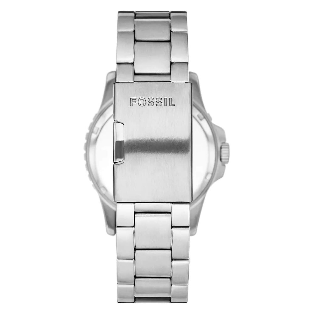Fossil Blue 42mm Black Dial Red Bezel Steel Case Watch