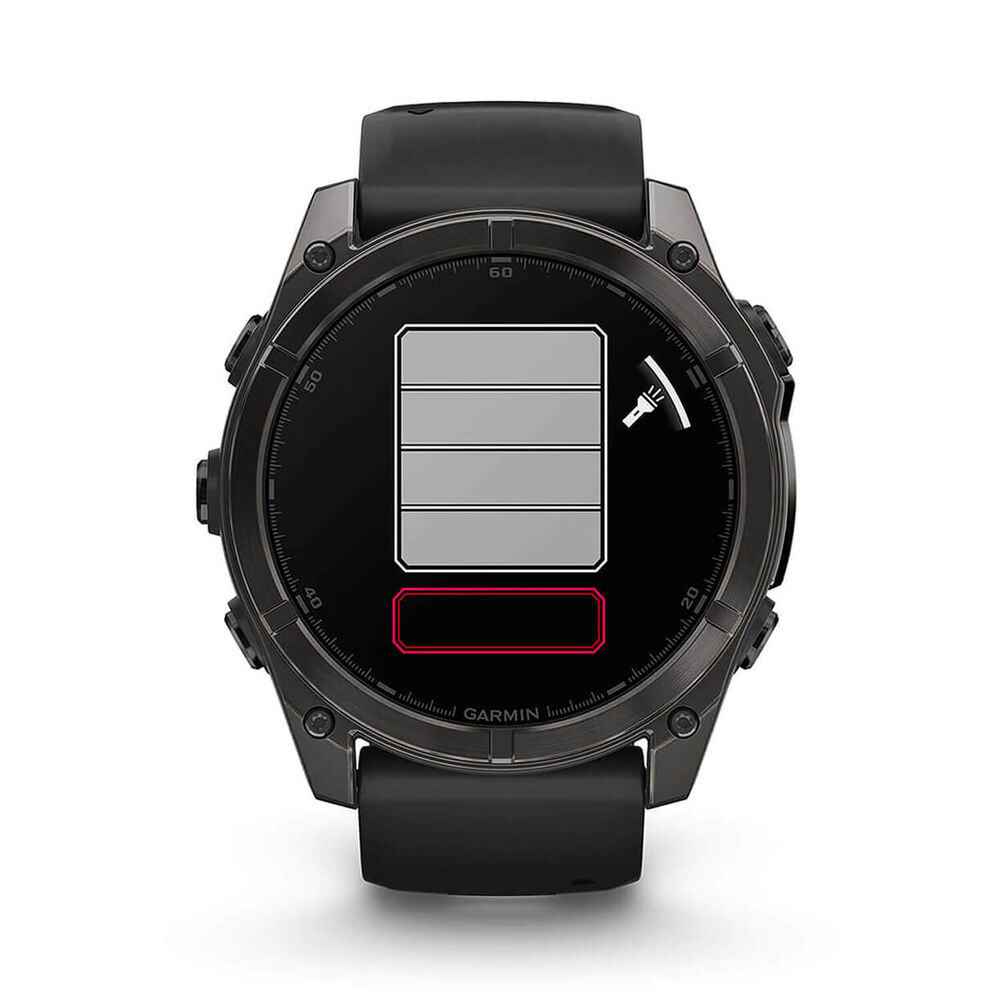 Garmin fenix® 8 AMOLED 51mm Carbon Grey DLC Titanium Case Black Pebble Grey Silicon Strap Watch image number 8