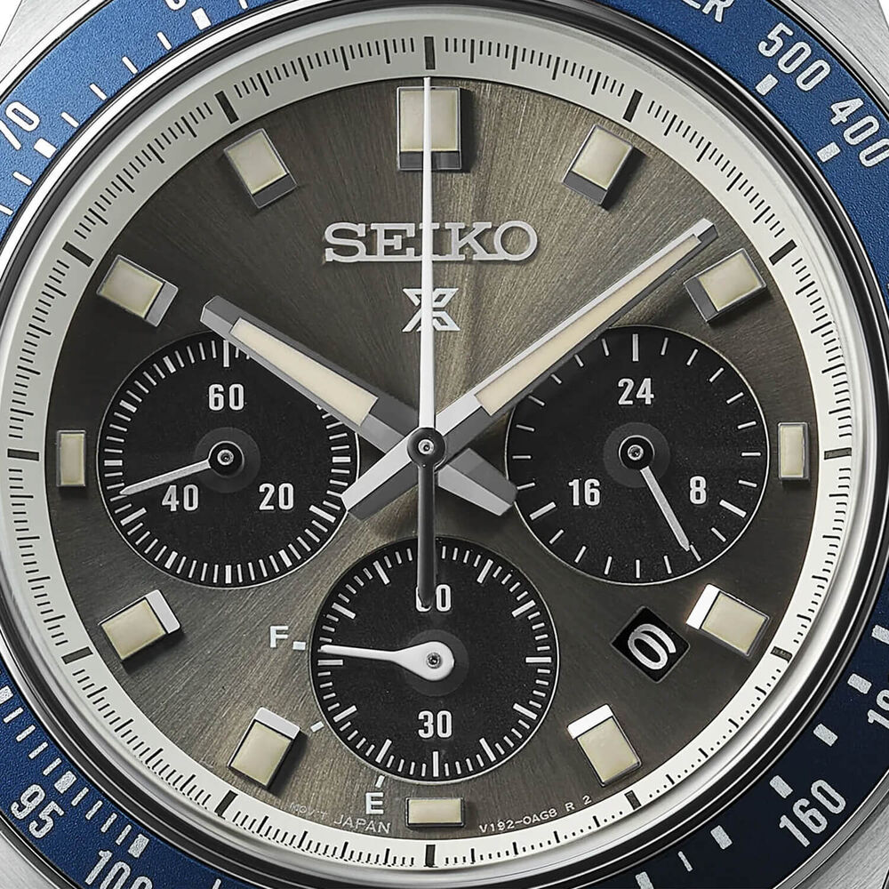 Seiko Prospex Grand Touring Solar Speedtimer 41.4mm Grey Dial Steel Bracelet Watch image number 1