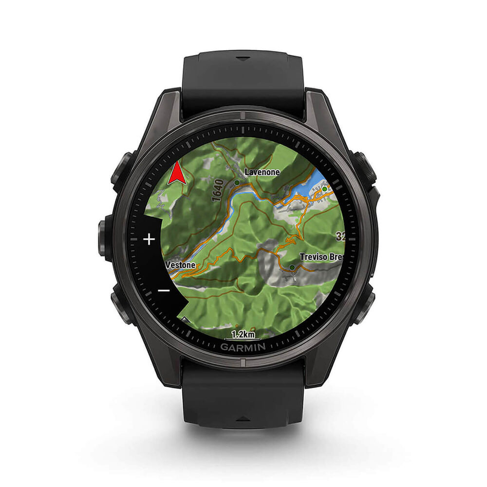 Garmin fenix® 8 AMOLED 43mm Carbon Grey DLC Titanium Case Black Pebble Grey Silicon Strap Watch image number 5