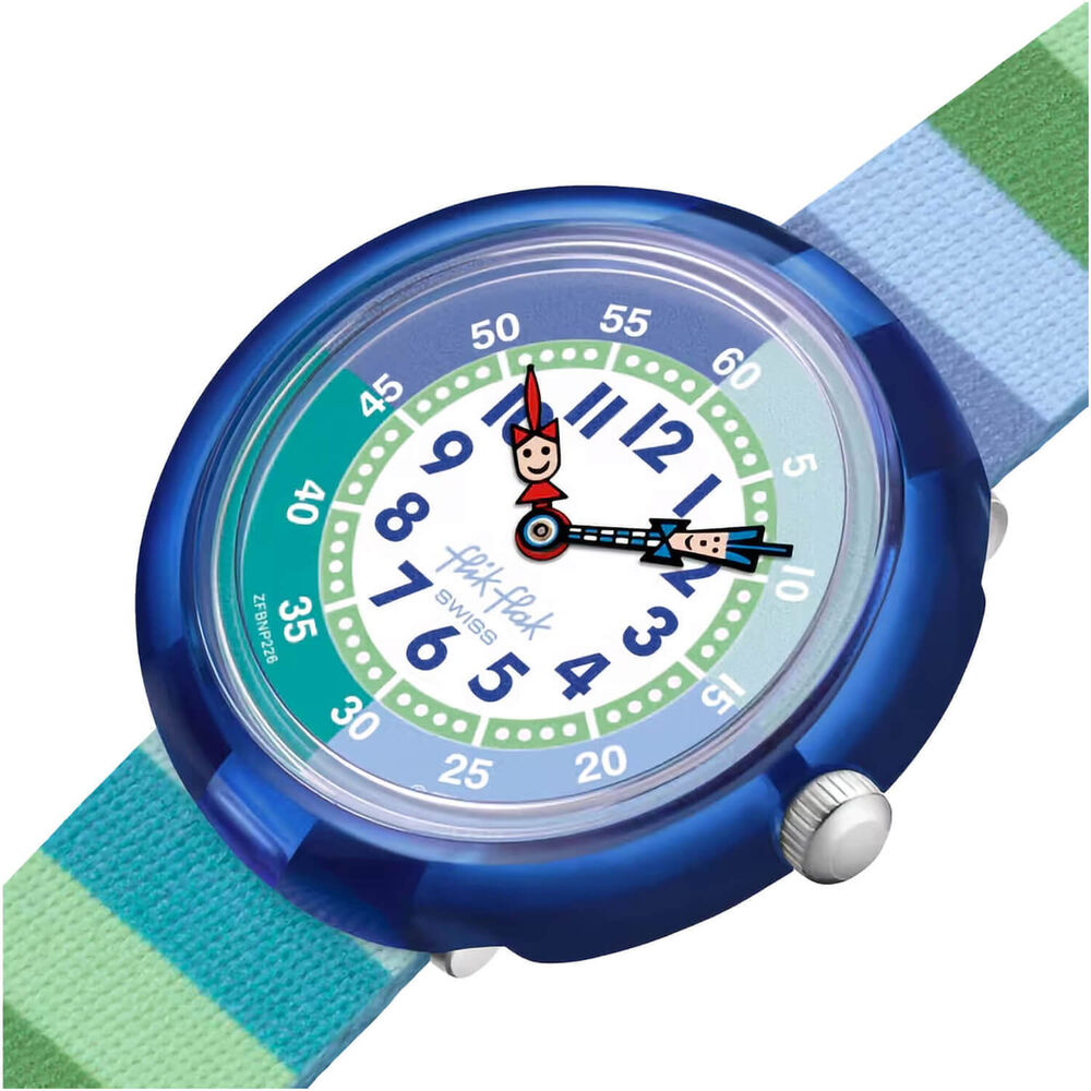 FLIK FLAK Stripy Green 31.85mm Quartz Kids Watch image number 2