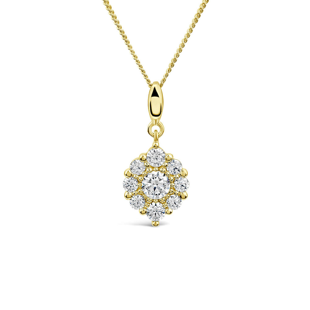 9ct Yellow Gold Cubic Zirconia Cluster Flame Pendant