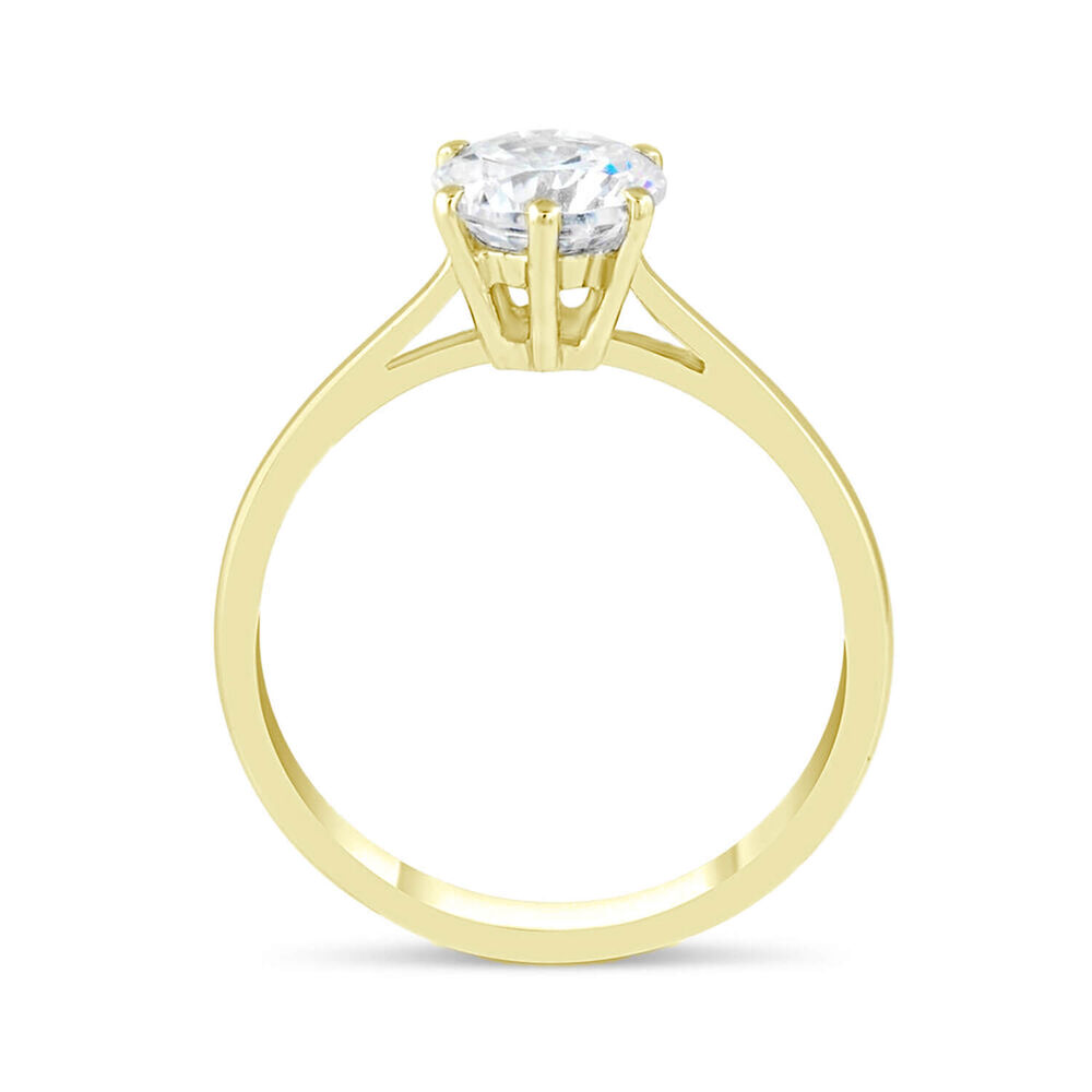 9ct Yellow Gold Cubic Zirconia Claw Set Solitaire Ring image number 3