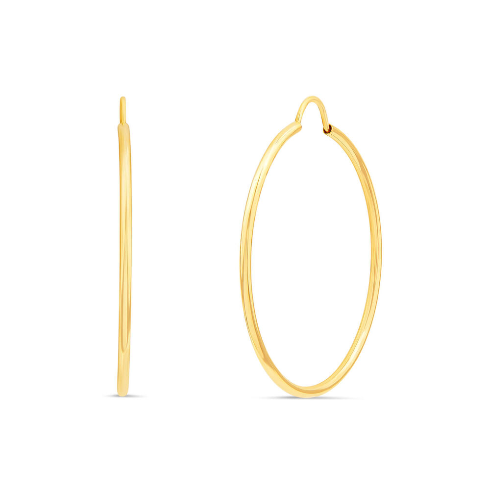 9ct Yellow Gold Plain 30mm Hoop Earrings image number 0