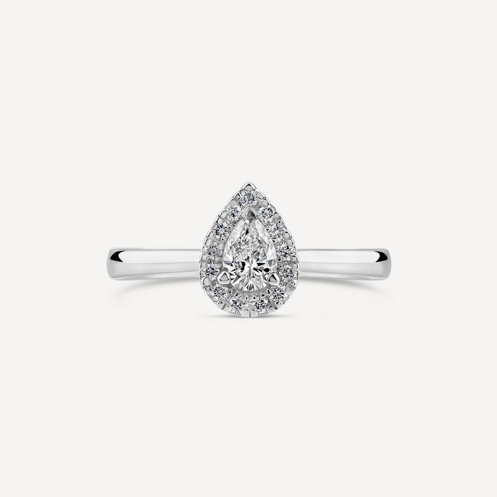Platinum 0.40ct Pear Diamond Halo Classic Engagement Ring image number 1