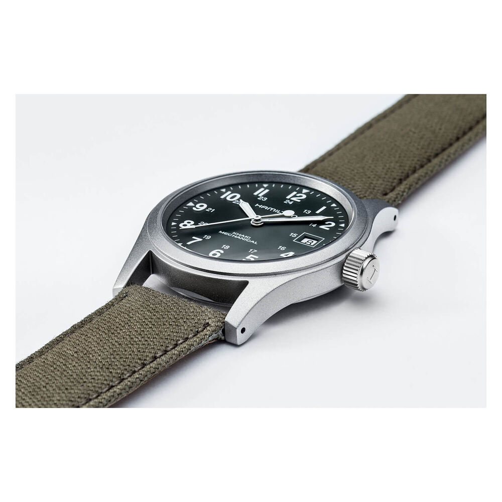 Hamilton Khaki Field Mechanical 38mm Green Steel Case Canvas Watch image number 1