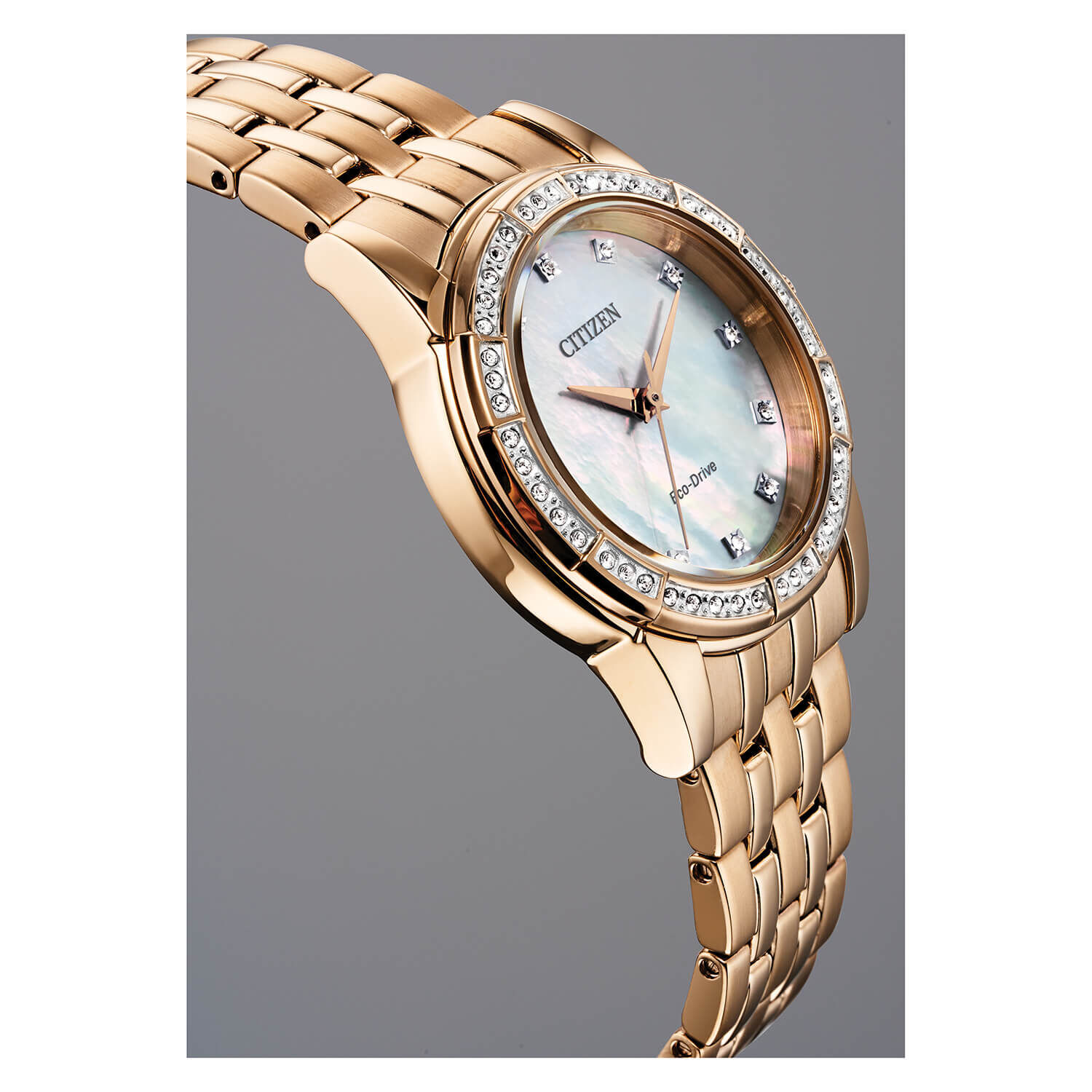 Citizen Eco Drive Crystal Mother Of Pearl Dial Watch