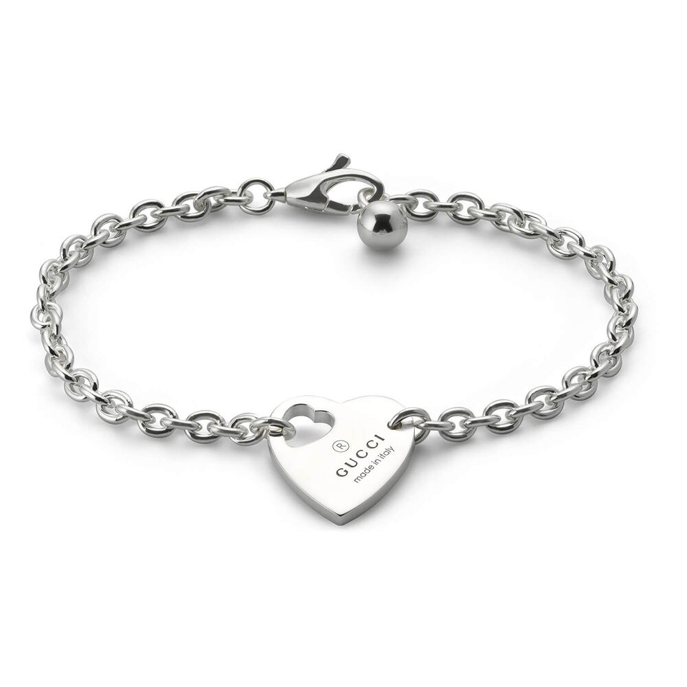 Gucci Trademark Heart Pendant Chain Bracelet (Size M, 17cm)