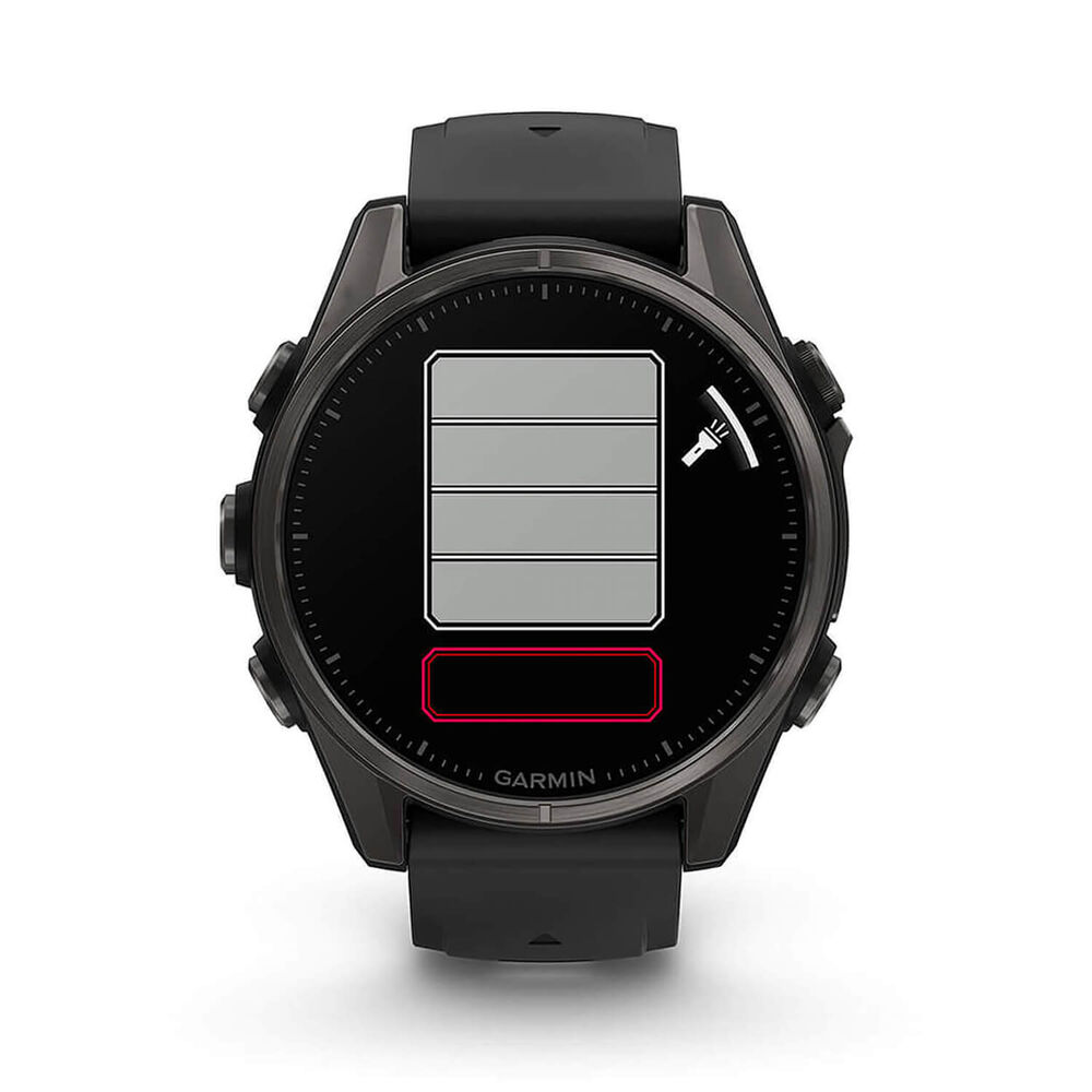 Garmin fenix® 8 AMOLED 43mm Carbon Grey DLC Titanium Case Black Pebble Grey Silicon Strap Watch image number 8