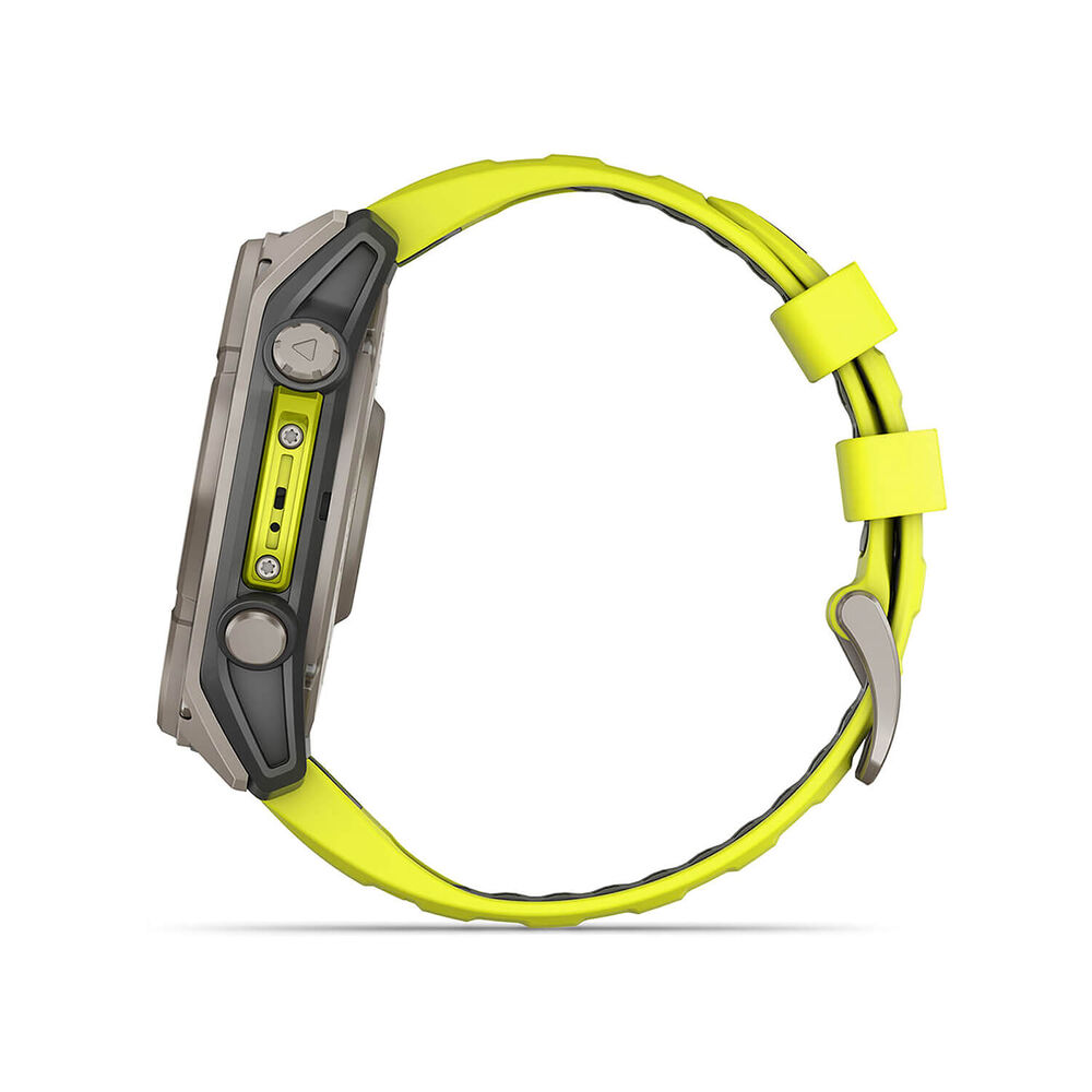 Garmin fenix® 8 Solar Sapphire 51mm Titanium Case Amp Yellow & Graphite Silicone Strap Watch image number 12