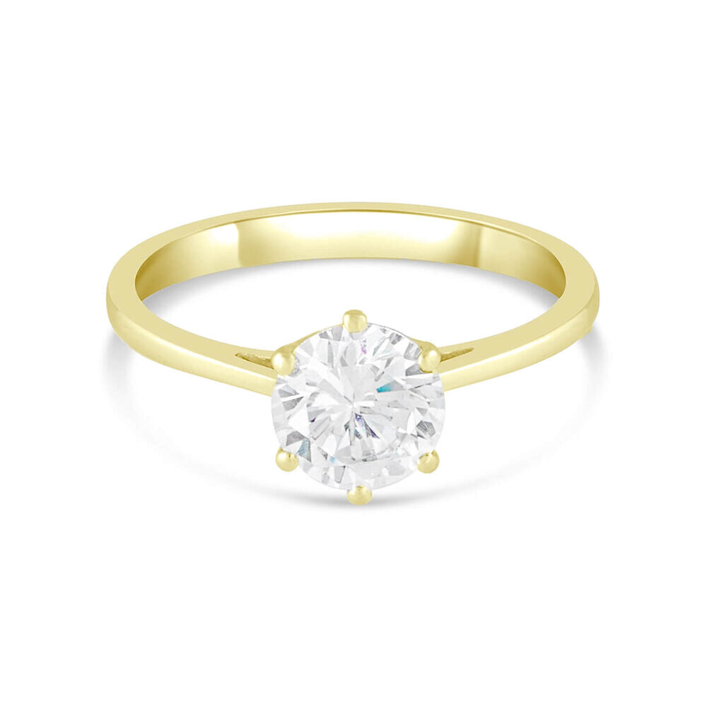 9ct Yellow Gold Cubic Zirconia Claw Set Solitaire Ring image number 2