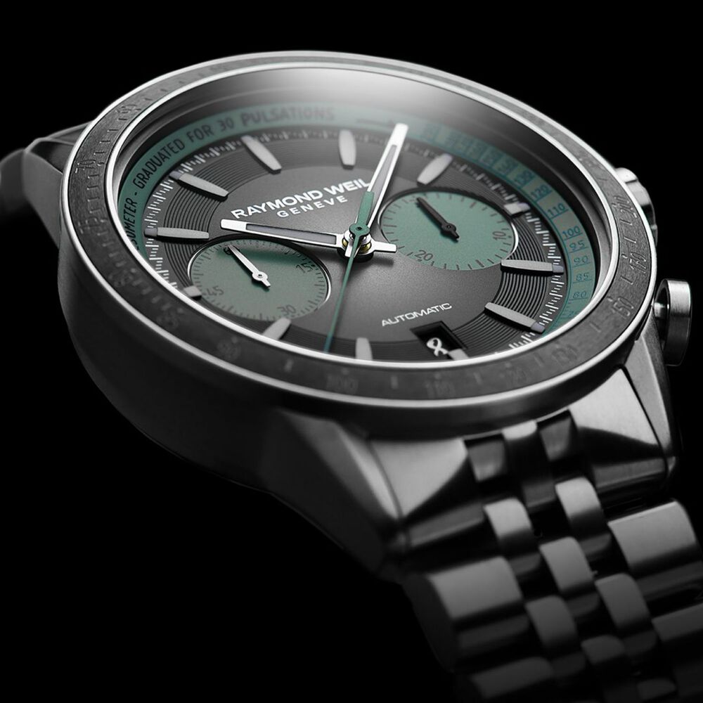 Raymond Weil Freelancer 43.5mm Black Turquoise Detail Dial Titanum Case Bracelet Watch image number 3