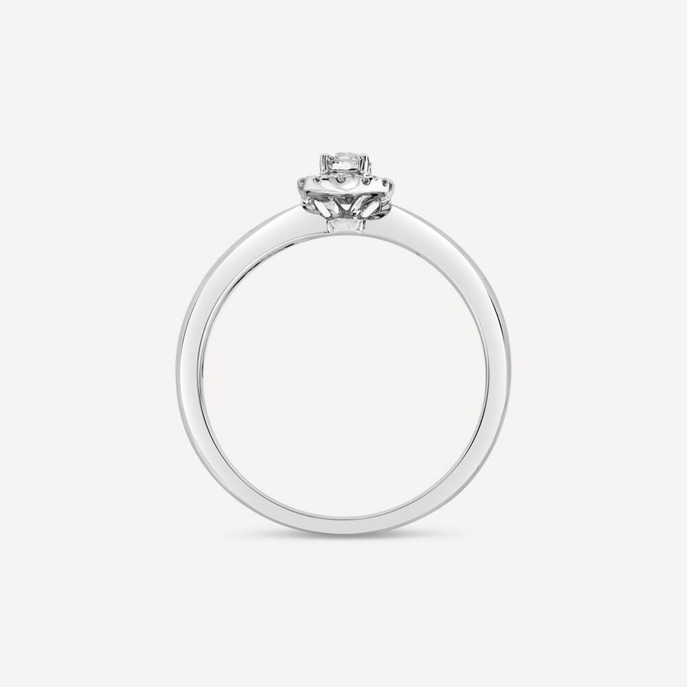 9ct White Gold 0.19ct Classic Halo Diamond Ring image number 3