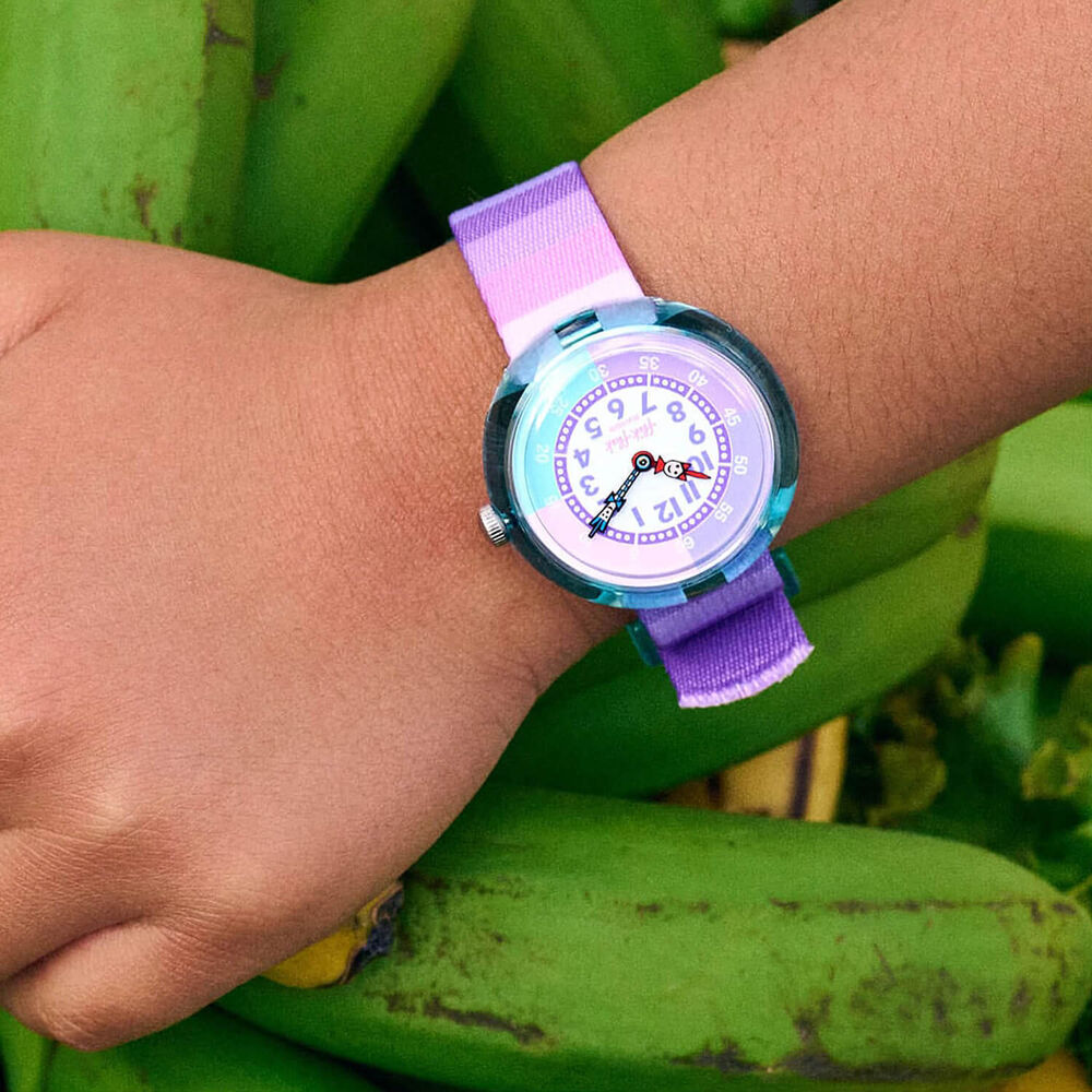 FLIK FLAK Stripy Purple 31.85mm Quartz Kids Watch image number 3