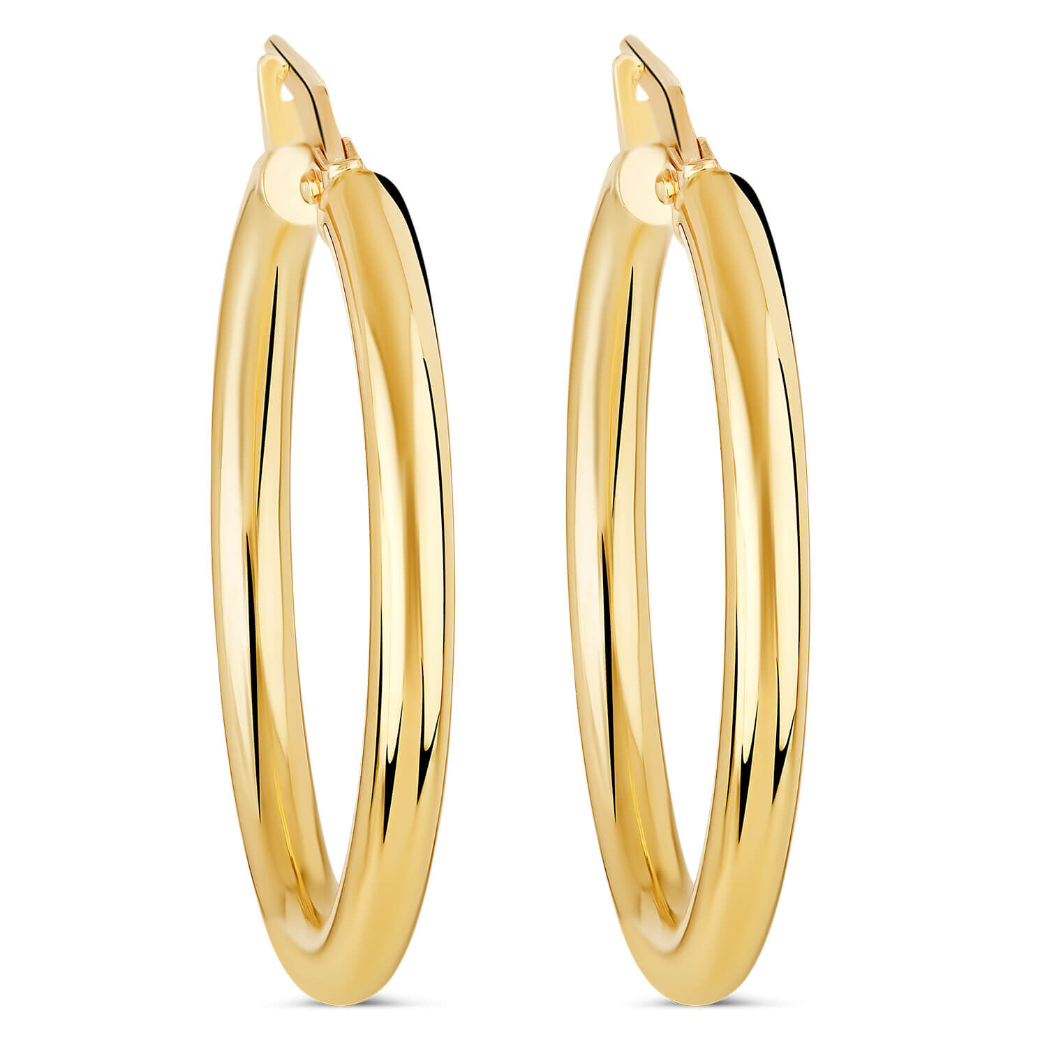 Buy Criollas online : Gold-plated sterling silver 925 plain hoop earrings  14mm - Com-forsa S.L.
